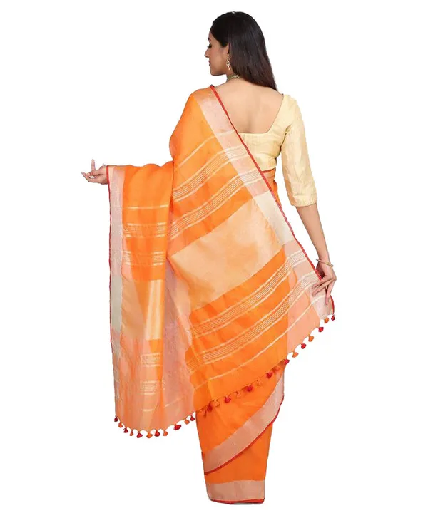 Handloom_Linen_Cotton_Blend_Contrast_Bhagalpuri_Saree_for_Women_(Flame_Orange-Red_)