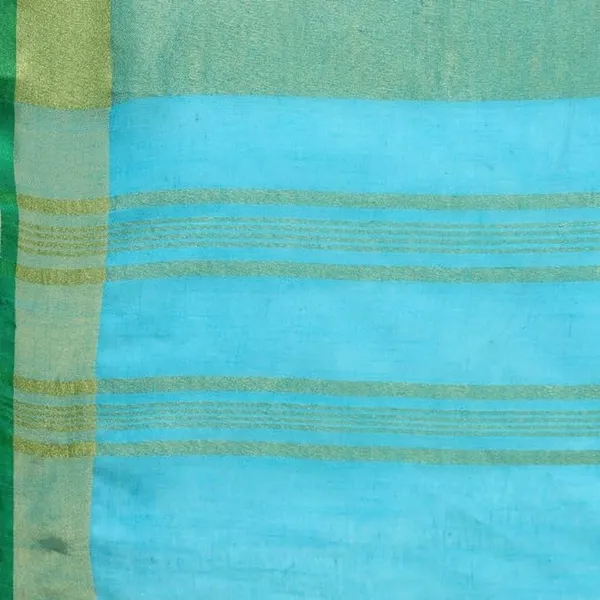 Linen_Cotton_Blend_Contrast_Handloom_Bhagalpuri_Saree_for_Women_(Gold-Cyan-Dark_Green)
