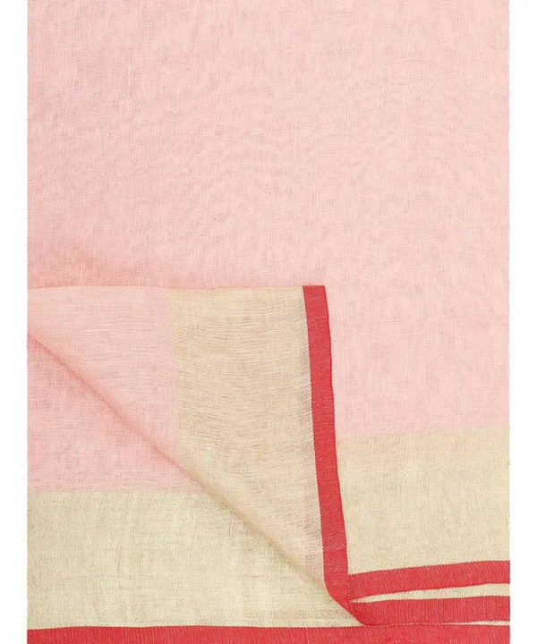Linen_Cotton_Blend_Contrast_Handloom_Bhagalpuri_Saree_for_Women_(Gold-Ecru_Pink-Red)