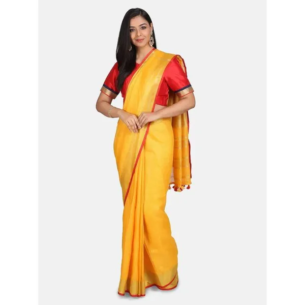 Linen_Cotton_Blend_Contrast_Handloom_Bhagalpuri_Saree_for_Women_(Gold-Gamboge_Yellow-Red)