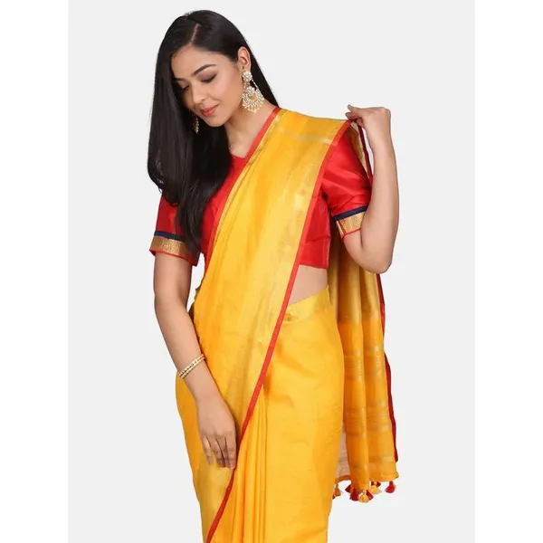 Linen_Cotton_Blend_Contrast_Handloom_Bhagalpuri_Saree_for_Women_(Gold-Gamboge_Yellow-Red)