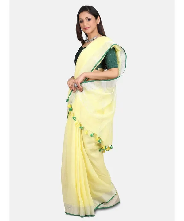 Linen_Cotton_Blend_Contrast_Handloom_Bhagalpuri_Saree_(Lime_Yellow-Green)