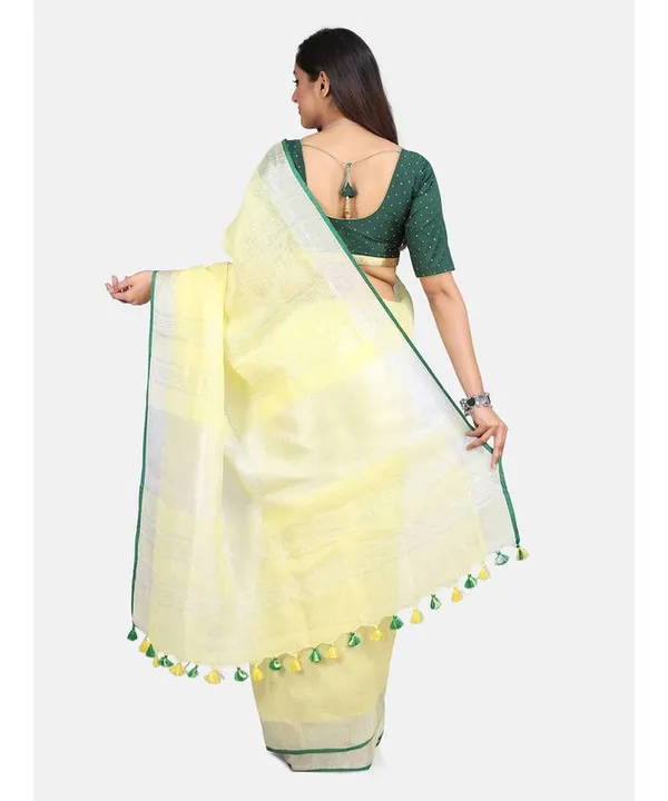 Linen_Cotton_Blend_Contrast_Handloom_Bhagalpuri_Saree_(Lime_Yellow-Green)