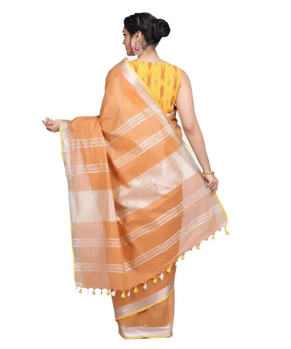 Linen_Cotton_Blend_Contrast_Handloom_Bhagalpuri_Saree_(Taceoi_Brown-Yellow)