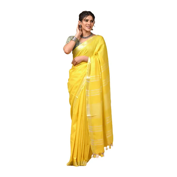 Linen_Cotton_Blend_Handloom_Bhagalpuri_Saree_with_Zari_Border_(12782_Canary_Yellow)