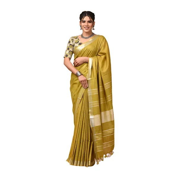 Linen_Cotton_Blend_Handloom_Bhagalpuri_Saree_with_Zari_Border_(12786_Earlsie_Green)