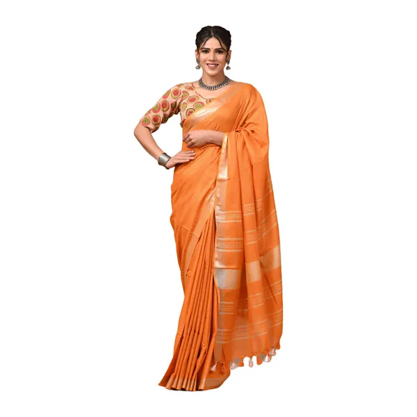 Linen_Cotton_Blend_Handloom_Bhagalpuri_Saree_with_Zari_Border_(12790_Jaffy_Orange)