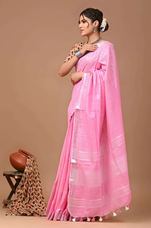 Linen_Cotton_Blend_Handloom_Bhagalpuri_Saree_with_Zari_Border_(12793._Light_Pink)