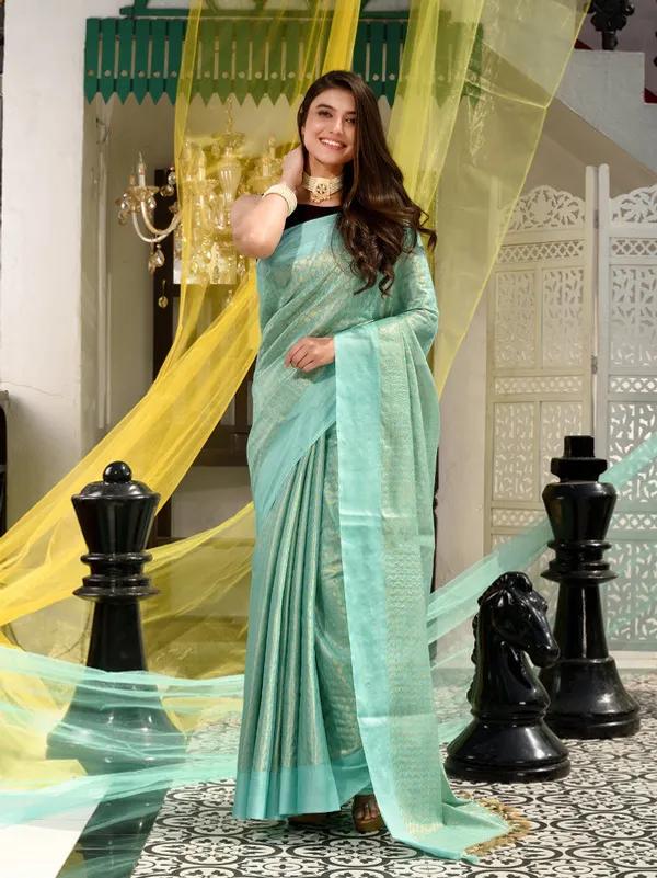 Handloom_Cotton_Tissue_Silk_Designer_Weaving_Motif_Saree_(Aquamarine_Turquoise)