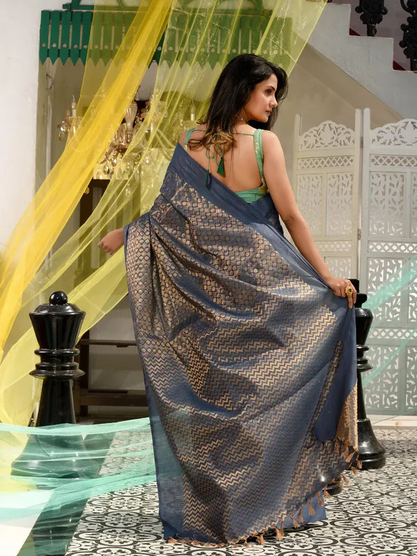 Cotton_Tissue_Silk_Handloom_Bhagalpuri_Weaving_Motif_Designer_Saree_(Gunmetal_Grey)
