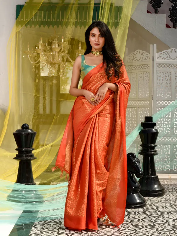 Zari_Weaving_Handloom_Designer_Bhagalpuri_Saree_(Rusty_Orange)