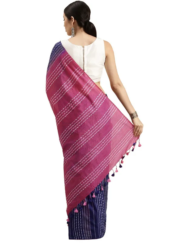 Tekhilet_Violet_&_Mulberry_Pink_women's_Kota_Art_Silk_Saree_With_Blouse_Piece