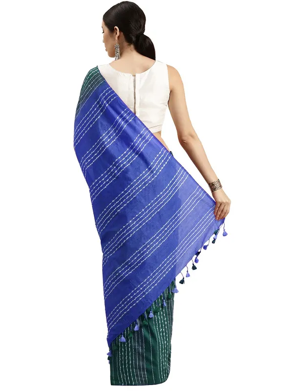 Myrtle_Green_&_Neon_Blue_women's_Kota_Art_Silk_Saree_With_Blouse_Piece