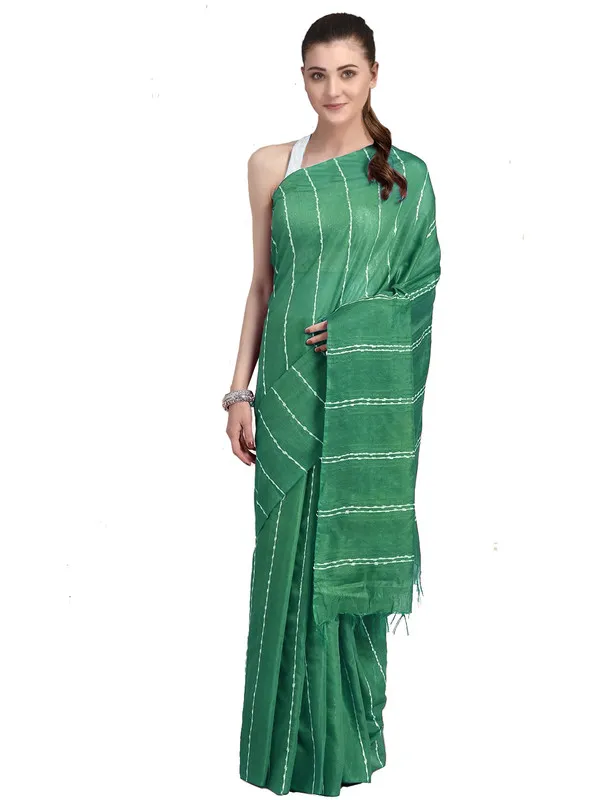 Green_women's_Kota_Art_Silk_Bhagalpuri_Saree_With_Blouse_Piece