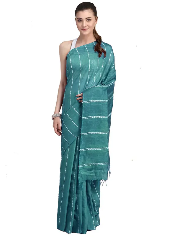 Green_women's_Kota_Art_Silk_Bhagalpuri_Saree_With_Blouse_Piece