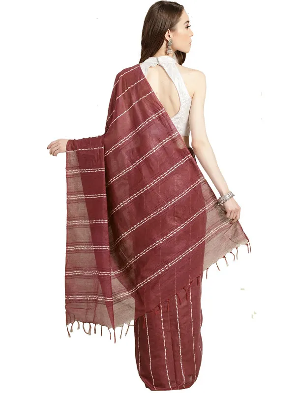 Redwood_Red_women's_Kota_Art_Silk_Bhagalpuri_Saree_With_Blouse_Piece