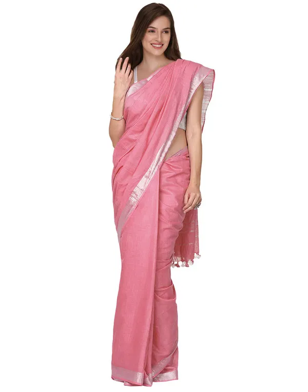Bolus_Brown_women's_Cotton_Slub_Saree_With_Blouse_Piece