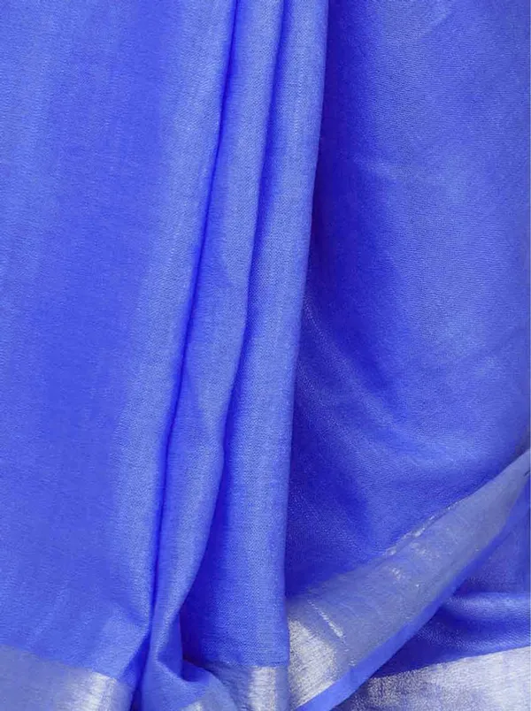Blue_women's_Cotton_Slub_Saree_With_Blouse_Piece