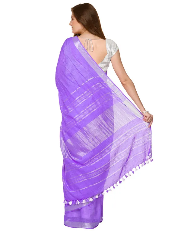 Electric_Purple_women's_Cotton_Slub_Saree_With_Blouse_Piece