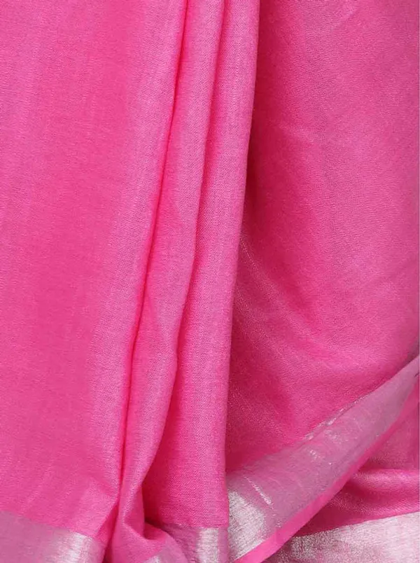 Fine_Pink_women's_Cotton_Slub_Saree_With_Blouse_Piece