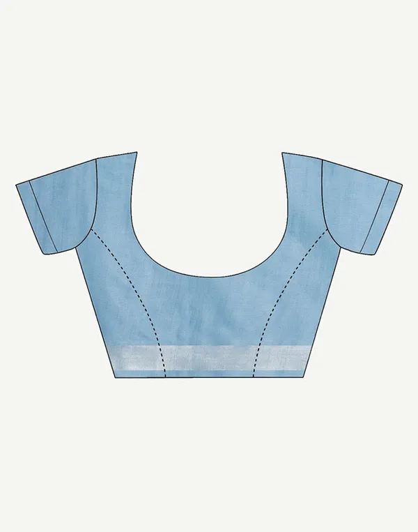 Uranian_Blue_women's_Cotton_Slub_Saree_With_Blouse_Piece