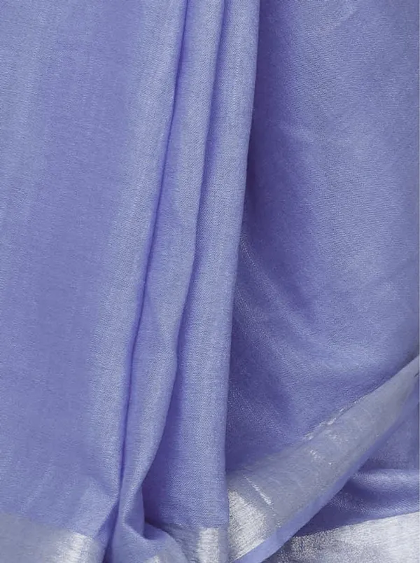 Vista_Blue_women's_Cotton_Slub_Saree_With_Blouse_Piece