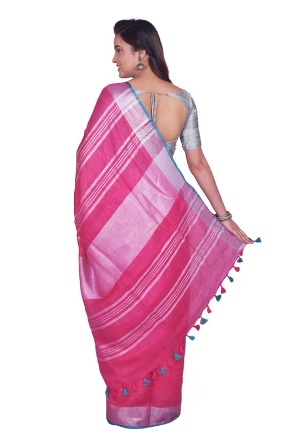Bhagalpuri_Blend_Linen_Saree_With_Contrast_Blouse_Piece