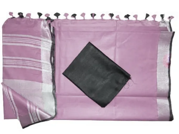 Bhagalpuri_Blend_Linen_Saree_With_Black_Pipin_Contrast_Blouse_Piece