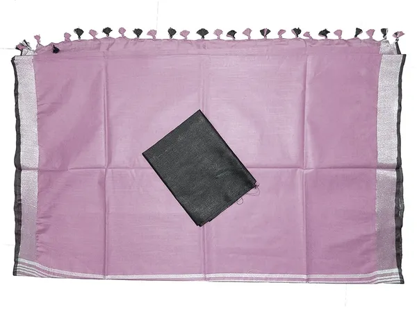 Bhagalpuri_Blend_Linen_Saree_With_Black_Pipin_Contrast_Blouse_Piece
