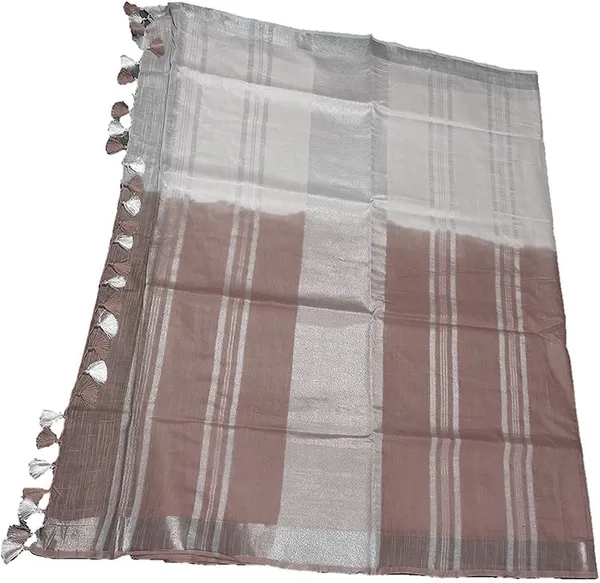 Beaver_Brown_women's_Bhagalpuri_Linen-Slub_Blend_Two_Dye_Saree_With_Blouse_Piece