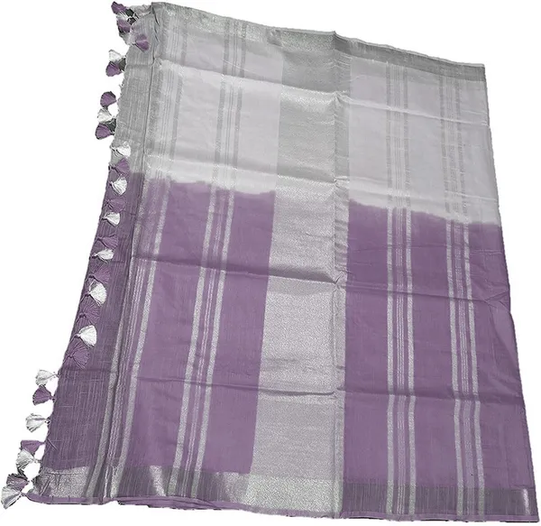 Bhagalpuri_Linen-Slub_Blend_Two_Dye_Saree_With_Blouse_Piece