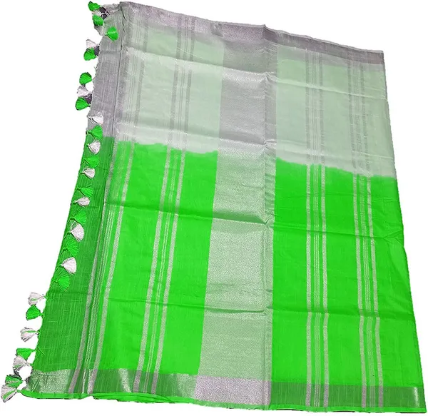 Erin_Green_women's_Bhagalpuri_Linen-Slub_Blend_Two_Dye_Saree_With_Blouse_Piece