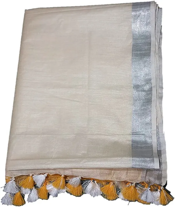 Gamboge_Yellow_women's_Bhagalpuri_Linen-Slub_Blend_Two_Dye_Saree_With_Blouse_Piece