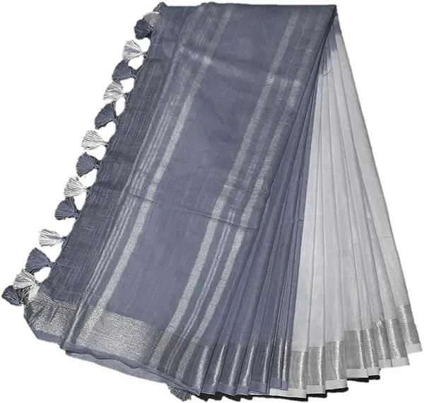 Grey_women's_Bhagalpuri_Linen-Slub_Blend_Two_Dye_Saree_With_Blouse_Piece