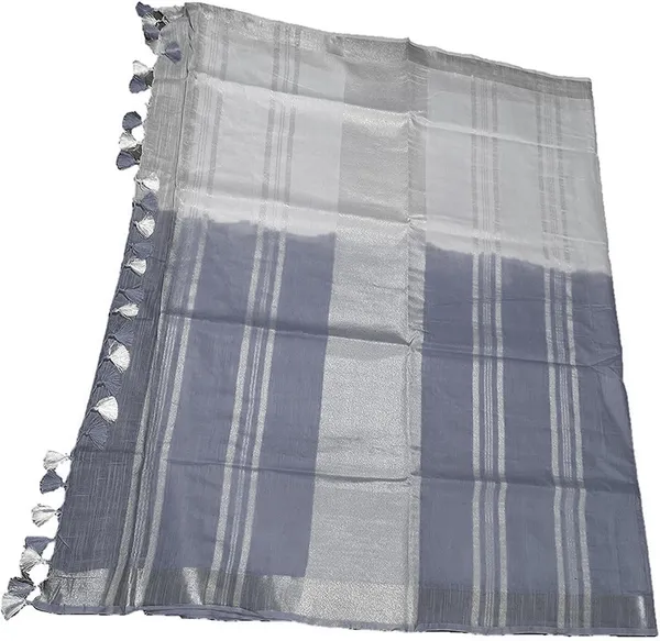 Grey_women's_Bhagalpuri_Linen-Slub_Blend_Two_Dye_Saree_With_Blouse_Piece