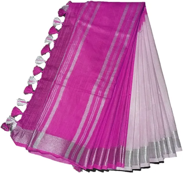 Hollywood_Pink_women's_Bhagalpuri_Linen-Slub_Blend_Two_Dye_Saree_With_Blouse_Piece