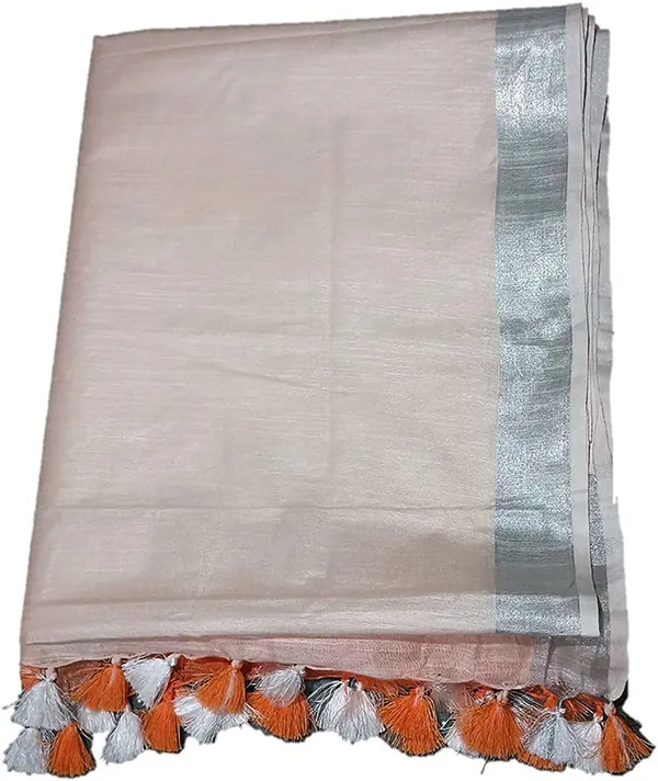 Orange_women's_Bhagalpuri_Linen-Slub_Blend_Two_Dye_Saree_With_Blouse_Piece
