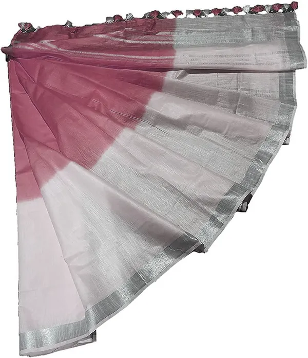 Puce_Pink_women's_Bhagalpuri_Linen-Slub_Blend_Two_Dye_Saree_With_Blouse_Piece