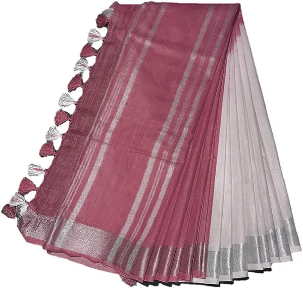 Puce_Pink_women's_Bhagalpuri_Linen-Slub_Blend_Two_Dye_Saree_With_Blouse_Piece
