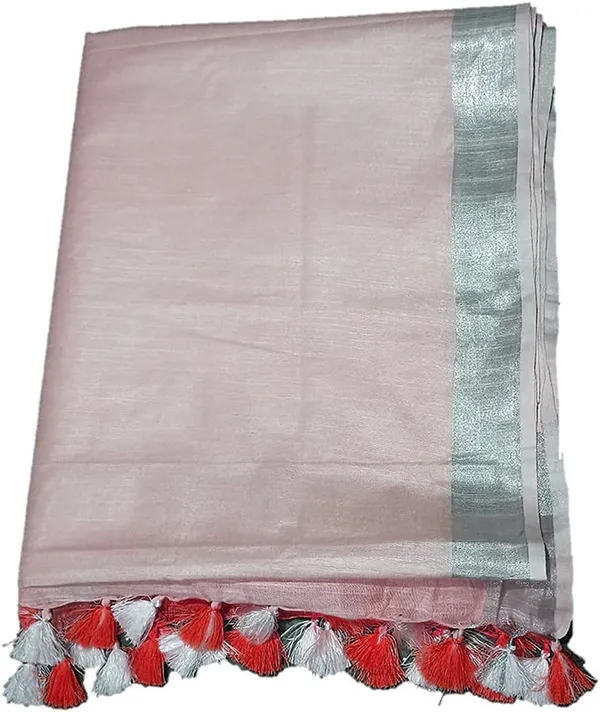 Red_women's_Bhagalpuri_Linen-Slub_Blend_Two_Dye_Saree_With_Blouse_Piece