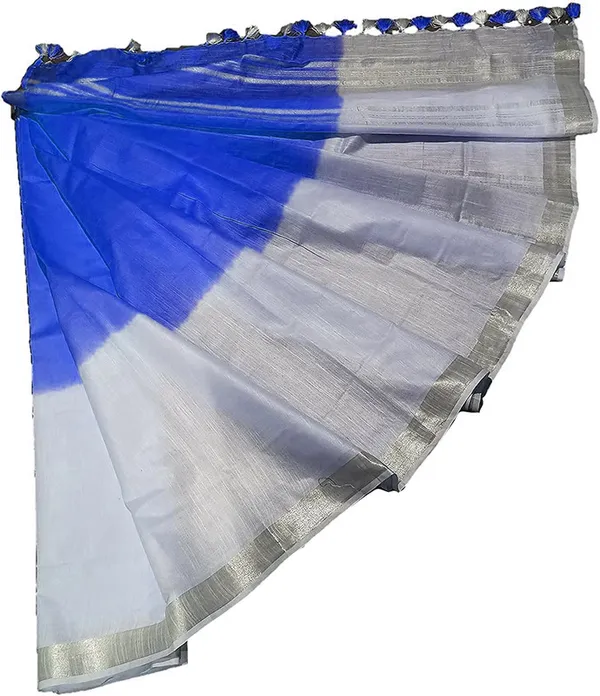 Royal_Blue_women's_Bhagalpuri_Linen-Slub_Blend_Two_Dye_Saree_With_Blouse_Piece