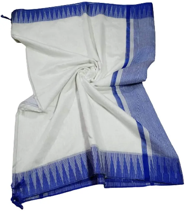 Blue_women's_Bhagalpuri_Kota_Viscous_Temple_Border_White_Saree_And_Variable_Color_Border_With_Blouse_Piece
