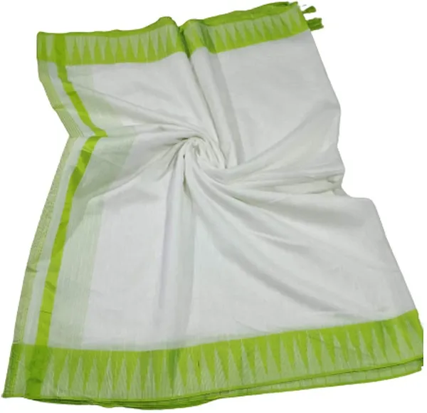 Bhagalpuri_Kota_Viscous_Temple_Border_White_Saree_And_Variable_Color_Border_With_Blouse_Piece