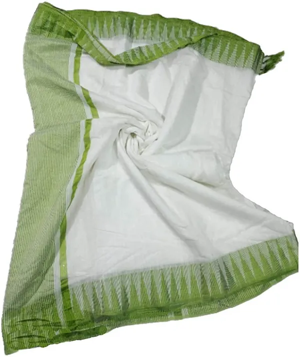 Bhagalpuri_Kota_Viscous_Temple_Border_White_Saree_And_Variable_Color_Border_With_Blouse_Piece