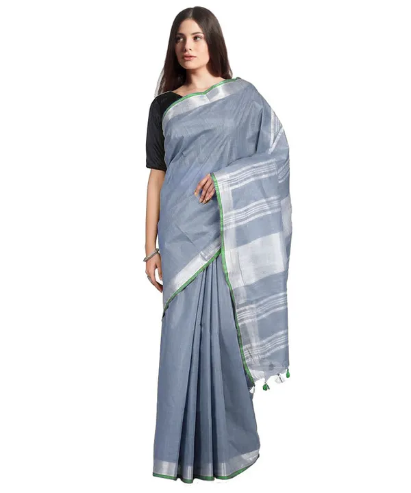 Handloom_Bhagalpuri_Linen-Cotton_Saree_With_Contrast_Blouse_Piece