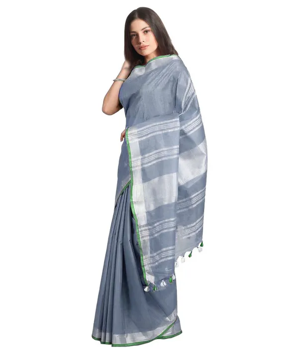 Handloom_Bhagalpuri_Linen-Cotton_Saree_With_Contrast_Blouse_Piece