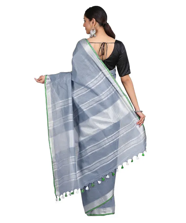 Handloom_Bhagalpuri_Linen-Cotton_Saree_With_Contrast_Blouse_Piece