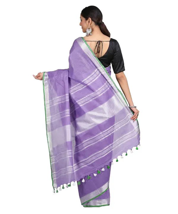 Lavender_Purple_women's_Handloom_Bhagalpuri_Linen-Cotton_Saree_With_Contrast_Blouse_Piece