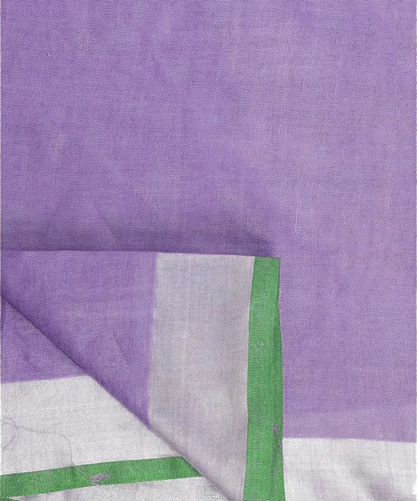 Lavender_Purple_women's_Handloom_Bhagalpuri_Linen-Cotton_Saree_With_Contrast_Blouse_Piece