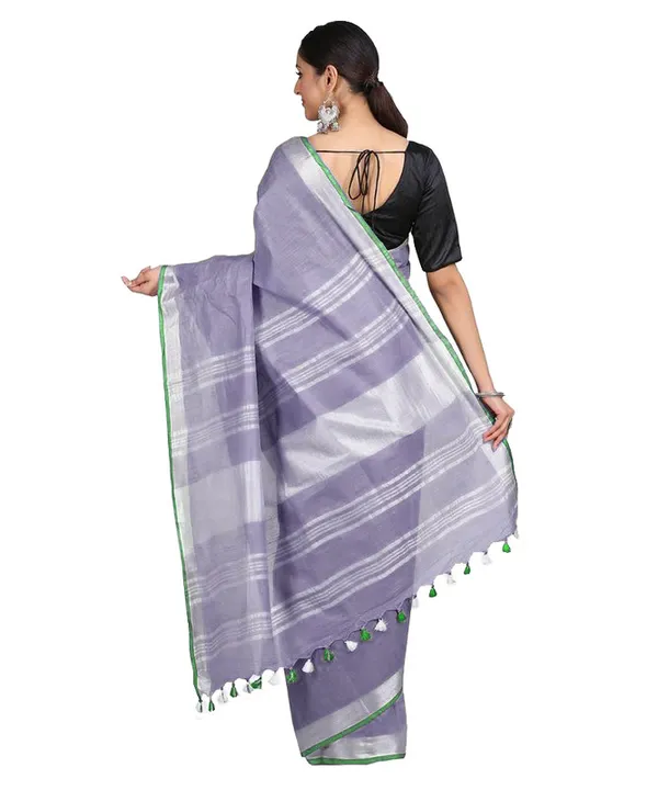 Pomp_Violet_women's_Handloom_Bhagalpuri_Linen-Cotton_Saree_With_Contrast_Blouse_Piece